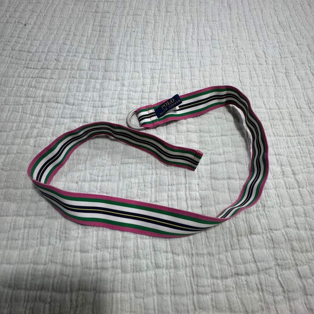 Polo Ralph Lauren Striped Colorful Belt‎ Double D Ring Size 29" (Overall 31")